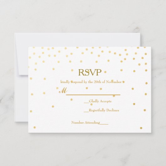 Carte de réponse de mariage à points de confettis  (Devant)