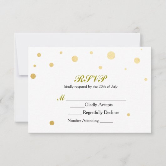 Carte de réponse de mariage à points en feuille do (Devant)
