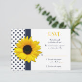 Carte de réponse de mariage à pois Navy et blanc (Debout devant)