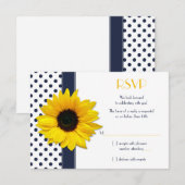 Carte de réponse de mariage à pois Navy et blanc (Devant / Derrière)