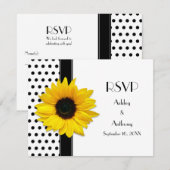 Carte de réponse de mariage à pois noirs et blancs (Devant / Derrière)