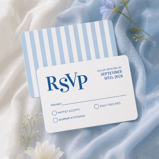 Carte de réponse de mariage à rayures cabane ondul