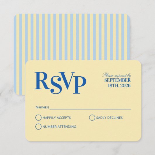 Carte de réponse de mariage à rayures cabane ondul (Devant / Derrière)