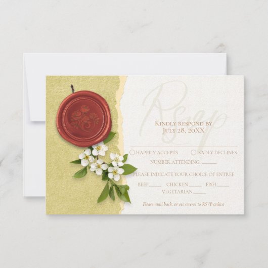 Carte de réponse de mariage à sceau rouge (Devant)