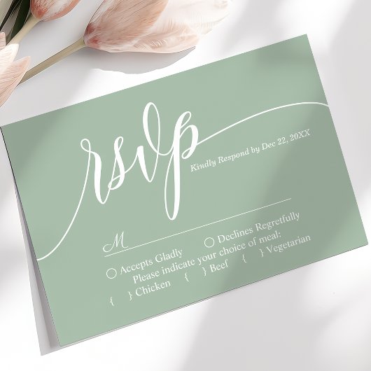 Carte de réponse de mariage à scénario simple Ment
