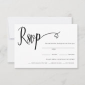 Carte de réponse de mariage à script minimal cœur (Devant)