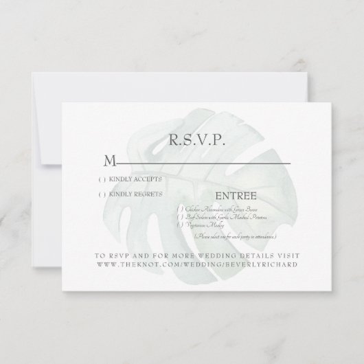 Carte de réponse de mariage à tige de feuillage tr (Devant)