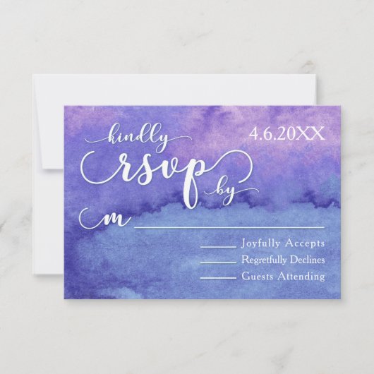 Carte de réponse de mariage à typographie blanche (Devant)