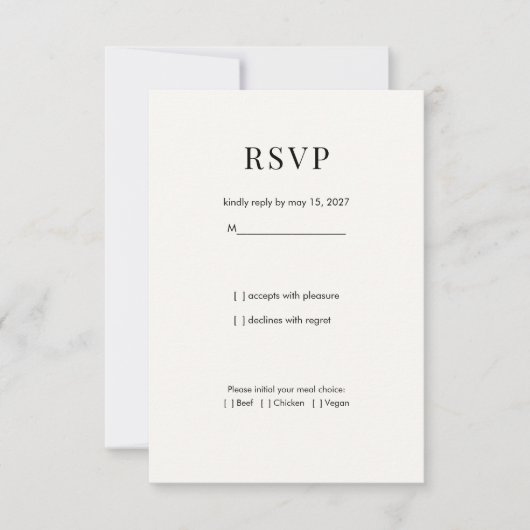 Carte de réponse de mariage à typographie moderne (Devant)