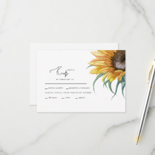 Carte de réponse de mariage à un grand tournesol u