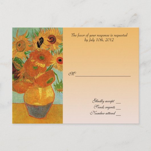 Carte de réponse de mariage acceptée, tournesols d (Devant)