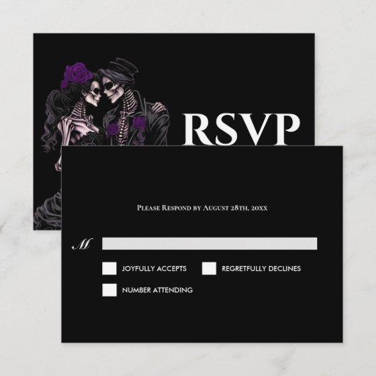 Carte de réponse de mariage alternative Halloween (Devant / Derrière)