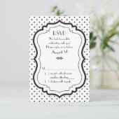 Carte de réponse de mariage années 50 à pois noirs (Debout devant)