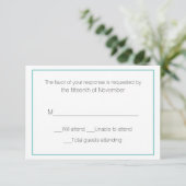 Carte de réponse de mariage Aqua et Blanc (Debout devant)