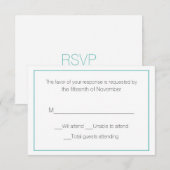 Carte de réponse de mariage Aqua et Blanc (Devant / Derrière)