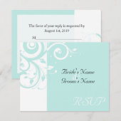 Carte de réponse de mariage Aqua Reverse Swirl (Devant / Derrière)