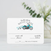 Carte de réponse de mariage aquarelle Moto et Cœur (Debout devant)