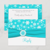 Carte de réponse de mariage Aquatique, Blanche, Fl (Devant / Derrière)