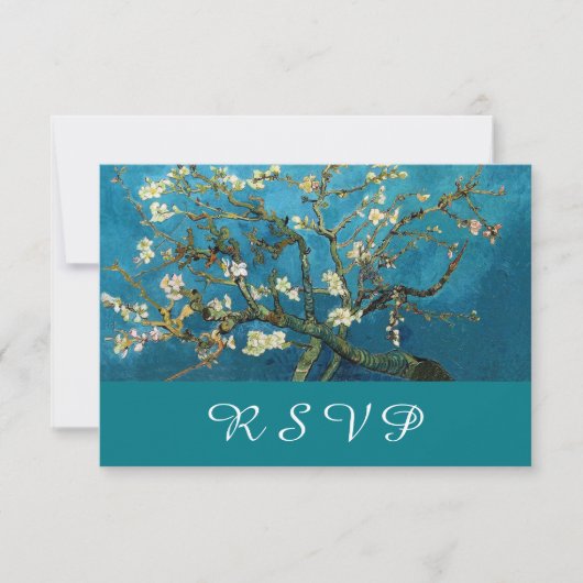 Carte de réponse de mariage Arbre d'amandier en fl (Devant)