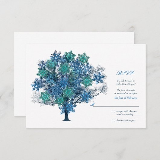 Carte de réponse de mariage Arbre flocon de neige  (Devant / Derrière)
