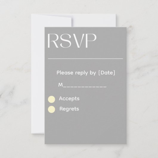 Carte de réponse de mariage argentée – Modifiable (Devant)
