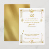 Carte de réponse de mariage Art Déco années 20 or  (Devant / Derrière)