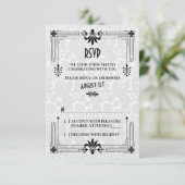 Carte de réponse de mariage Art déco des Années fo (Debout devant)