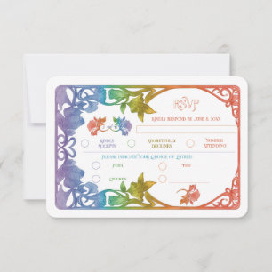Carte de réponse de mariage Art Nouveau à l'aquare