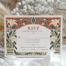 Carte de réponse de mariage Art Nouveau en terre c
