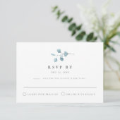 Carte de réponse de mariage ARYA Rustique Eucalypt (Debout devant)