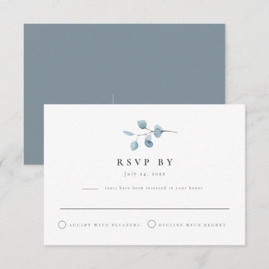 Carte de réponse de mariage ARYA Rustique Eucalypt (Devant / Derrière)