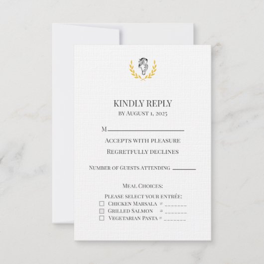 Carte de réponse de mariage au blason de cheval éq (Devant)