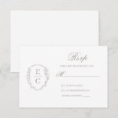 Carte de réponse de mariage au blason Monogram Her (Devant / Derrière)