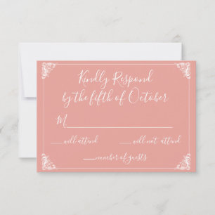 Carte de réponse de mariage au blush oré crête mon