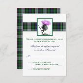 Carte de réponse de mariage au chardon à tartan ve (Devant / Derrière)