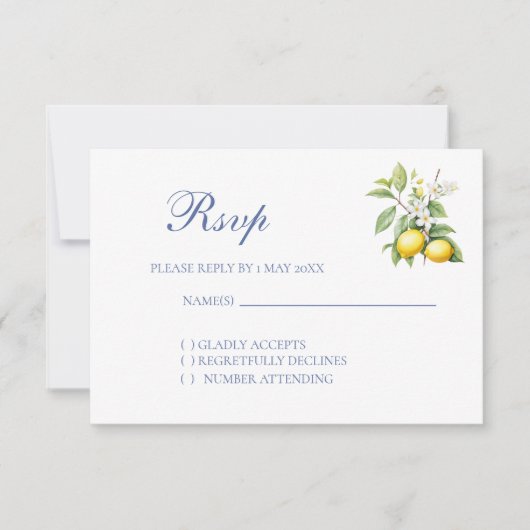 Carte de réponse de mariage au citron (Devant)