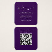Carte de réponse de mariage au code QR élégante mo (Devant & derrière)
