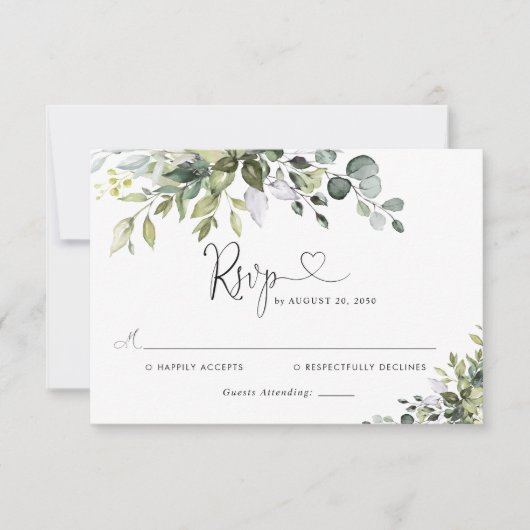 Carte de réponse de mariage au eucalyptus (Devant)