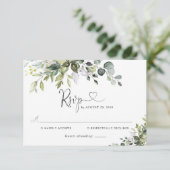 Carte de réponse de mariage au eucalyptus (Debout devant)