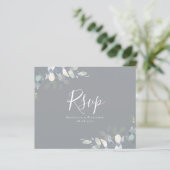 Carte de réponse de mariage au eucalyptus à petit (Debout devant)