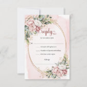 Carte de réponse de mariage au eucalyptus rose pas (Devant)