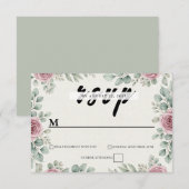 Carte de réponse de mariage au eucalyptus rustique (Devant / Derrière)