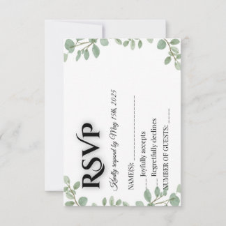 Carte de réponse de mariage au eucalyptus vert sau