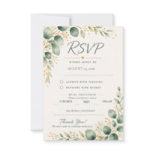 Carte de réponse de mariage au eucalyptus vert sau