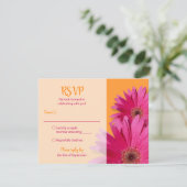 Carte de réponse de mariage au gérbera rose orange (Debout devant)