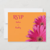 Carte de réponse de mariage au gérbera rose orange (Dos)