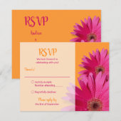 Carte de réponse de mariage au gérbera rose orange (Devant / Derrière)
