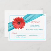Carte de réponse de mariage au ruban aqua avec ger (Devant / Derrière)