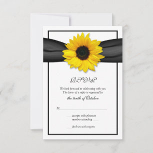 Carte de réponse de mariage au ruban tournesol