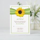 Carte de réponse de mariage au ruban tournesol (Debout devant)